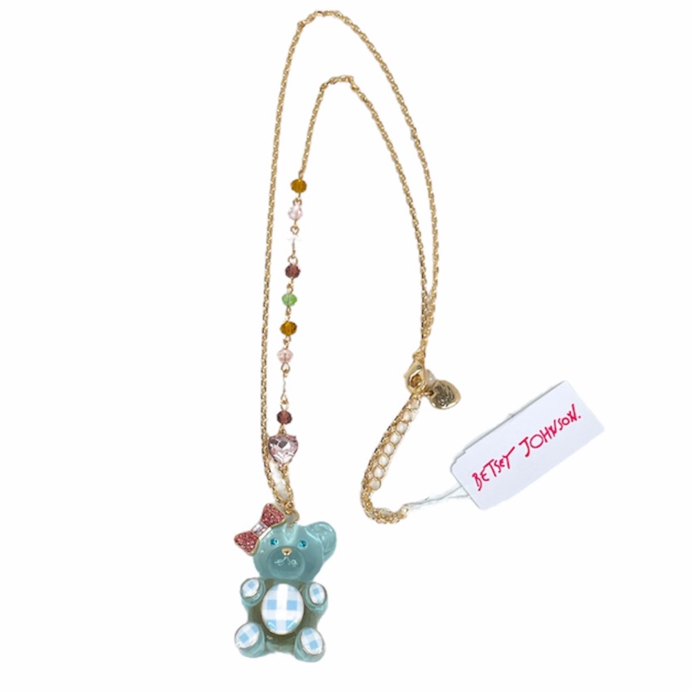 Betsey Johnson Gummy Bear Necklace, Light Blue